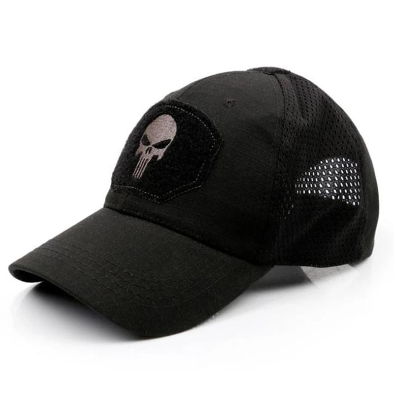 New tide cool Skull Multicam operators mesh baseball cap Men Fitted Cap Tactical Good quality Breathable outdoor sports dad hat