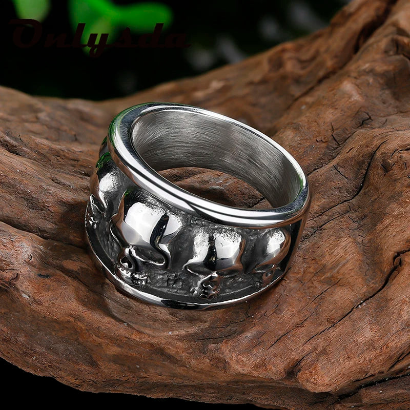 Style Stainless Steel Gothic Accessories Lost Skull Ring Anel Masculino Punk Jewelry Gift OSR731