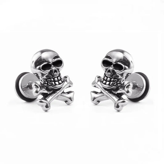 1 pcs For Women's Jewelry Earrings Studs Retro Style Gothic Skull Pirate Skull Motorcycle Titanium Steel Earring Body Piercing