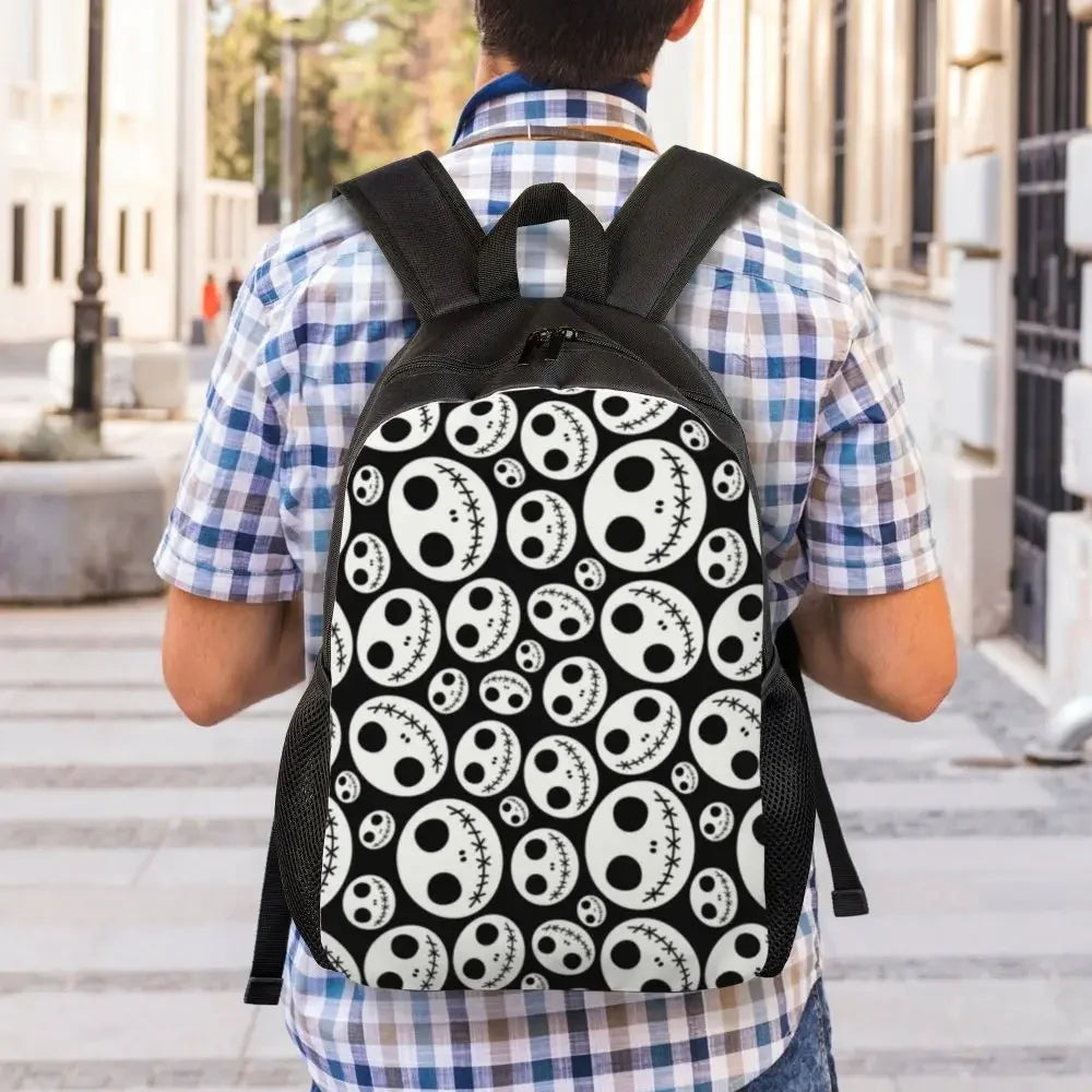 Custom Nightmare Before Christmas Backpacks for Men Women School College Student Bookbag Skellington Halloween Skull Bags