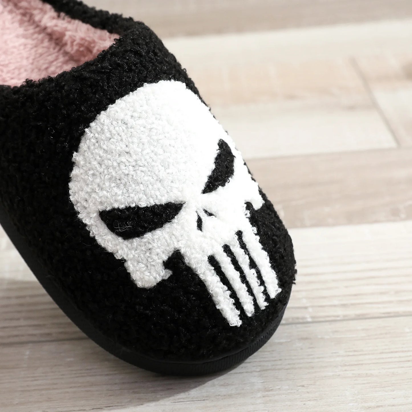 Halloween Skull Embroidery Cotton Slippers Home Flat Indoor Ghost Non-slip Women Men Thickened Slippers Goat Halloween Gift