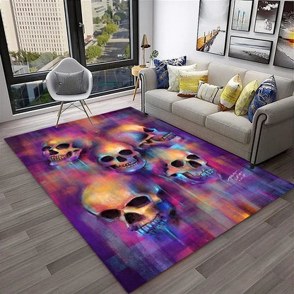 3D Gothic Horror Skull Carpet Rug for Home Living Room Bedroom Sofa Playroom Doormat Decor,Kid Game Area Rug Non-slip Floor Mat