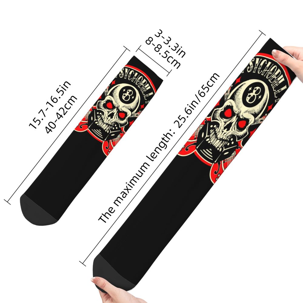 Custom Rockabilly Motorcycle Rider Rock Skull Men's Crew Socks Unisex Kawaii 3D Printed Dress Socks