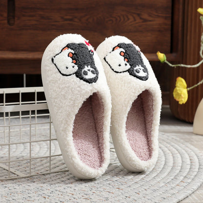 Halloween Skull Embroidery Cotton Slippers Home Flat Indoor Ghost Non-slip Women Men Thickened Slippers Goat Halloween Gift