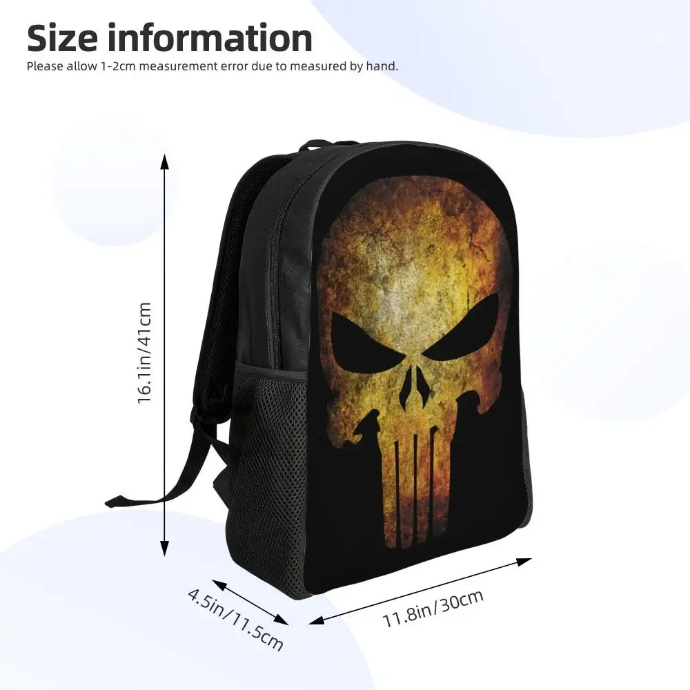 Customized Superhero Backpack Men Women Basic Bookbag for College School Punisher Skull Symbol Bags