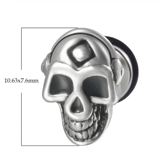 1PC Surgical Steel Skull Ear Stud Demon Skeleton Earrings Men Hiphop Style Prevent Allergy Ear Piercing Jewelry