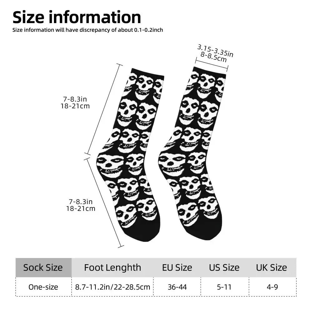 Misfits Skull Funny Socks for Men Women Male Unisex Crazy Street Style Printed Happy Crew Sock with Print Summer