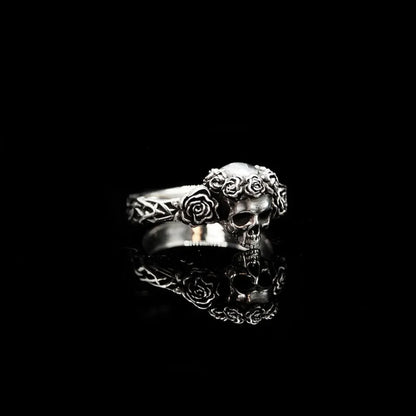 Simple Retro Fashion Gothic Punk Black Rose Skull Ring Street Niche Creative Trend Women Couple Popular Ring Accessories