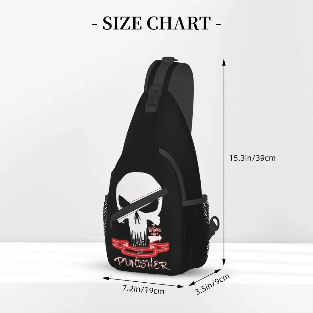 Vintage Skeleton Punishers Skull Crossbody Sling Backpack Men Custom Chest Shoulder Bag for Cycling Camping Daypack