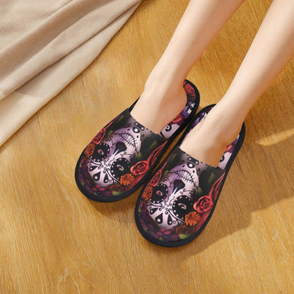 Halloween Catrina Sugar Skull House Slippers Soft Memory Foam Shoes Day Of The Dead Mexican Lady Comfy Warm Anti-Skid Slipper