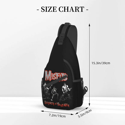 Misfits Skull Sling Crossbody Chest Bag Men Fashion Horror Punk Rock Music Shoulder Backpack for Travel Cycling