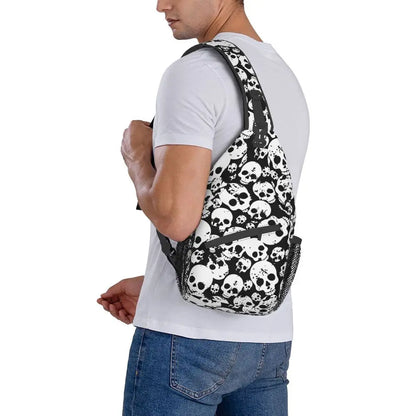 Horror Skeleton Gothic Death Skull Crossbody Sling Backpack Men Custom Shoulder Chest Bag for Traveling Daypack