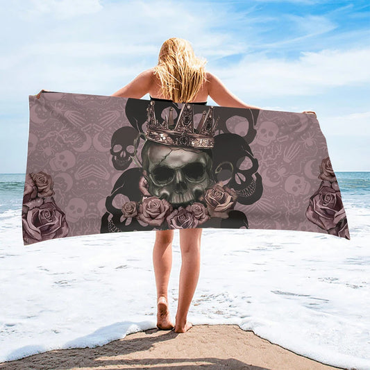 Quick Dry Microfiber Beach Towel Sunflower with Skull Print Shower Towels Gym Yoga Mat Travel Camping Home Decor Women Men Gift