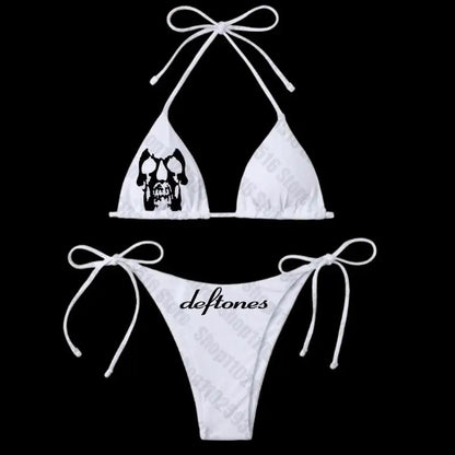 Sexy Women skeleton Y2k Graphic Swimwear Bikini Set Bra Tie Side G-String Thong Beach e Suit Swimsuit Bathing Suit Swimming Suit