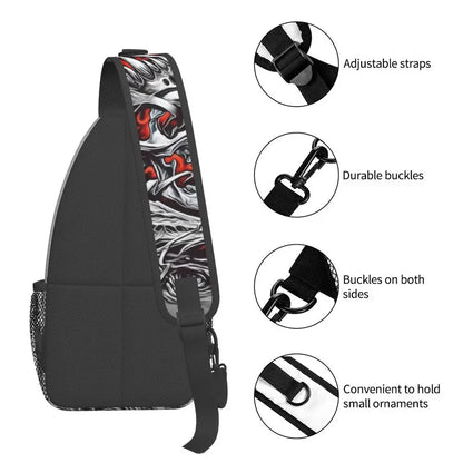 Gothic Skeleton Death Skull Sling Chest Bag Custom Crossbody Shoulder Backpack for Men Cycling Camping Daypack