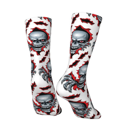 Novelty Mens Funny Jokers Skull Gun Dress Socks Unisex Comfortable Warm 3D Printed Gothic Skeleton Crew Socks