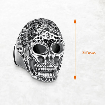 Maori Skull Ring Fine Jewerly For Women Autumn Brand New Ethnic Gift In 925 Sterling Silver