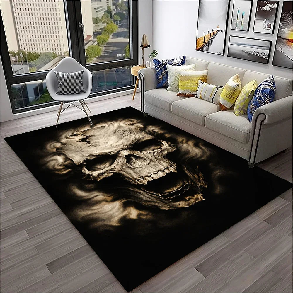 3D Gothic Horror Skull Ghost Cartoon Carpet Rug for Home Living Room Bedroom Sofa Doormat Decor,kids Area Rug Non-slip Floor Mat