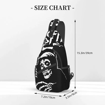 Misfits Skull Sling Crossbody Chest Bag Men Fashion Horror Punk Rock Music Shoulder Backpack for Travel Cycling