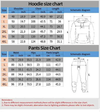 Autumn Winter Hoodies Long Pants Sets Skull 3D Printed Men Tracksuits Casual Sweashirt Pullover 2 Piece Set Fashion Man Outfits