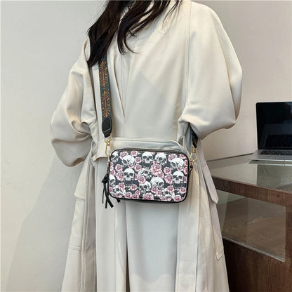 Skull Jack Print Crossbody Bag Wind Lady Shoulder Bag Casual Fashion Phone Purse Mini Bag Female PU Leather Satchel Handbag