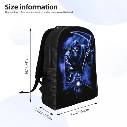 Lucifer Grim Reaper Laptop Backpack Women Men Casual Bookbag for College School Students Halloween Scary Skull Bag