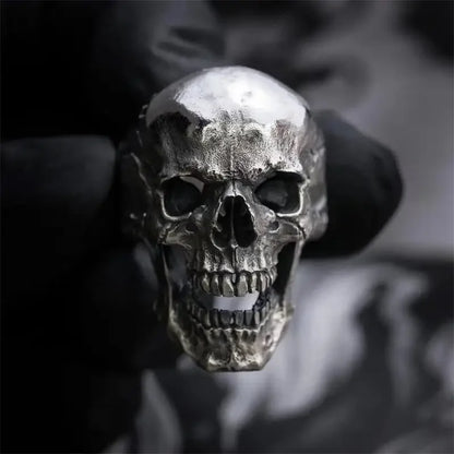 Gothic Punk Exaggeration Demon Skull Rings Cool Men's 316L Stainless Steel Skull Biker Ring Hiphop Motorcycle Jewelry Gift