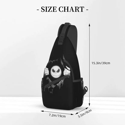 Custom Halloween Skull Jack Sling Crossbody Backpack Men Tim Burton Christmas Horror Movie Shoulder Chest Bag for Hiking