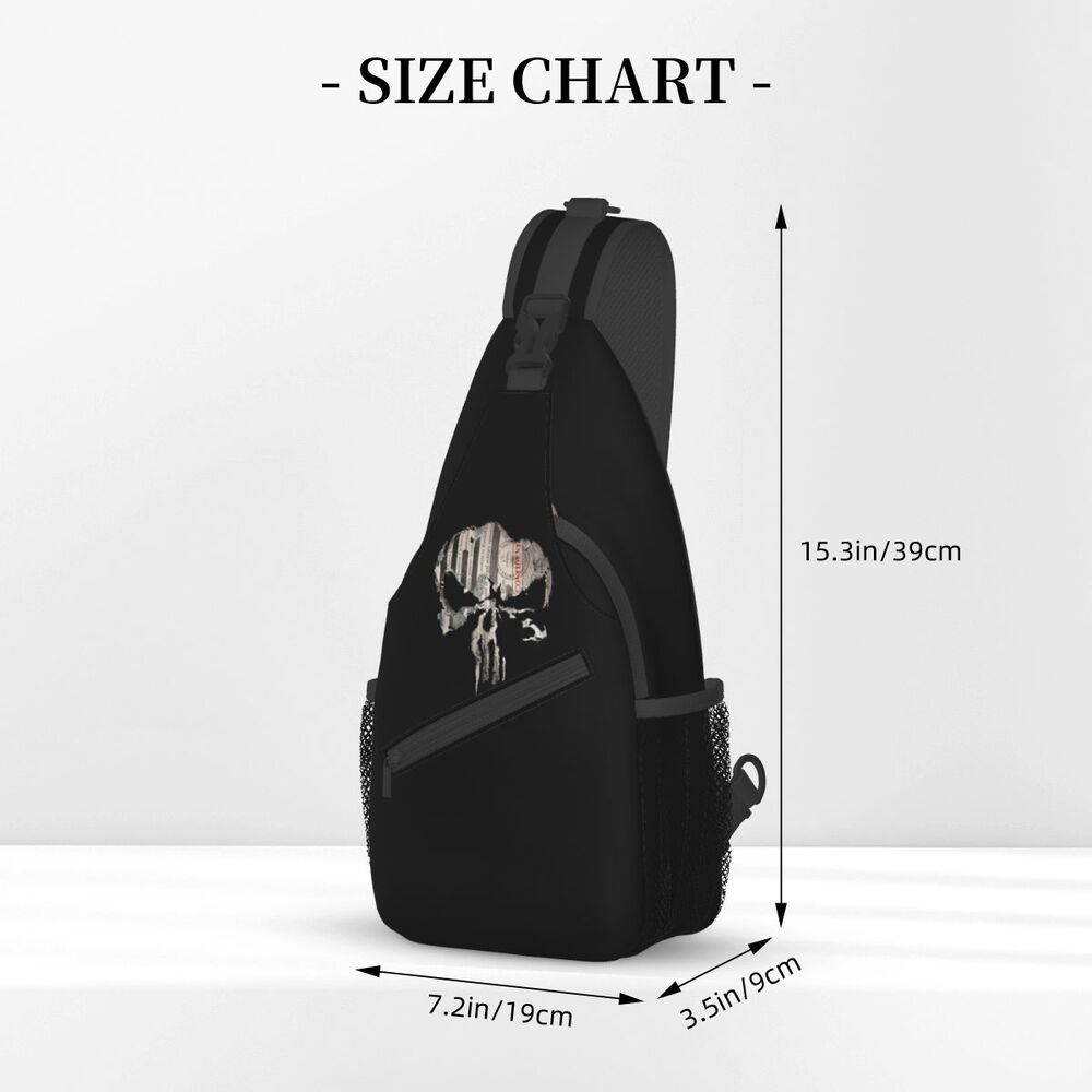 Casual Punishers Skeleton Skull Sling Crossbody Backpack Men Shoulder Chest Bags for Camping Biking