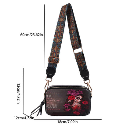 Skull Jack Print Crossbody Bag Wind Lady Shoulder Bag Casual Fashion Phone Purse Mini Bag Female PU Leather Satchel Handbag