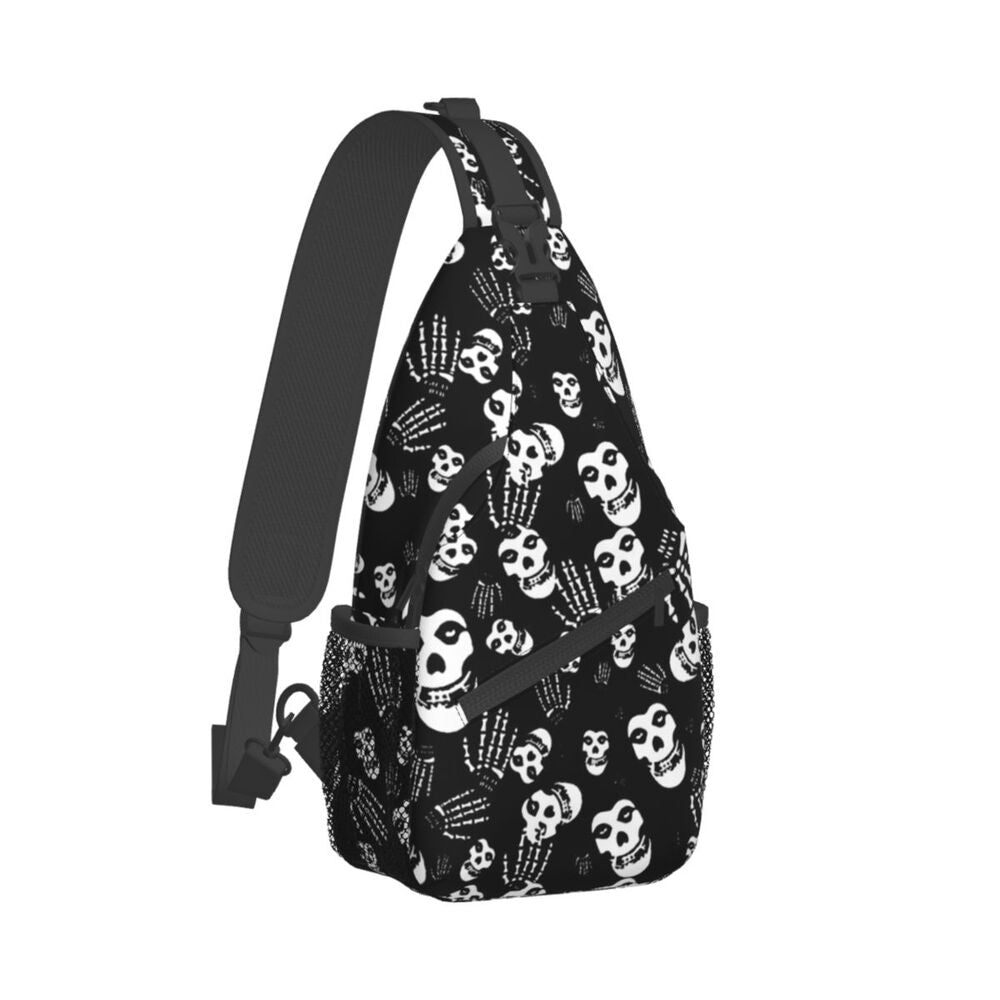 Misfits Skull Sling Crossbody Chest Bag Men Fashion Horror Punk Rock Music Shoulder Backpack for Travel Cycling