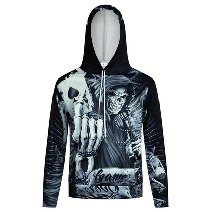 3D Printed Skull Spades A Two-Piece Pullover Sweatpants for Men Fall/winter Casual Street Retro Men's Fashion Sweatshirt