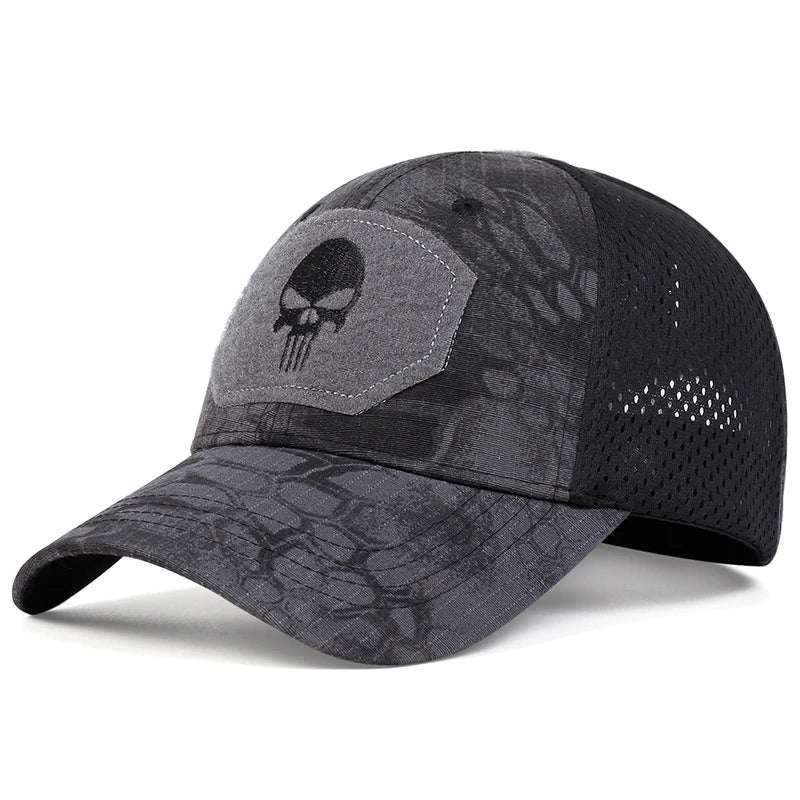 Skull Tactical Airsoft Cap Adjustable Breathable Sun Visor Trucker Hat Mesh Hunting Hiking Snapback Baseball hats gorra