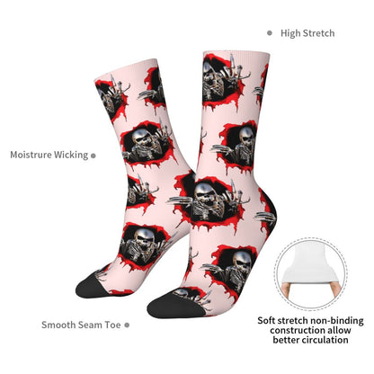 Novelty Mens Funny Jokers Skull Gun Dress Socks Unisex Comfortable Warm 3D Printed Gothic Skeleton Crew Socks