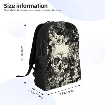 Skulls And Roses Backpack for Women Men School College Students Bookbag Fits 15 Inch Laptop Gothic Moth Bags