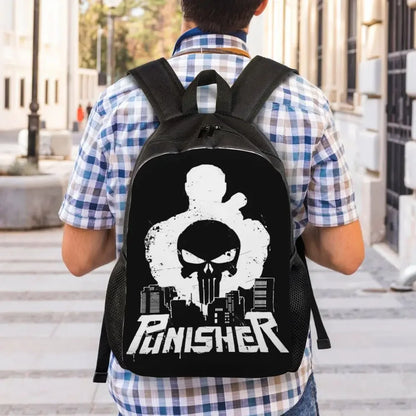 Customized Superhero Backpack Men Women Basic Bookbag for College School Punisher Skull Symbol Bags