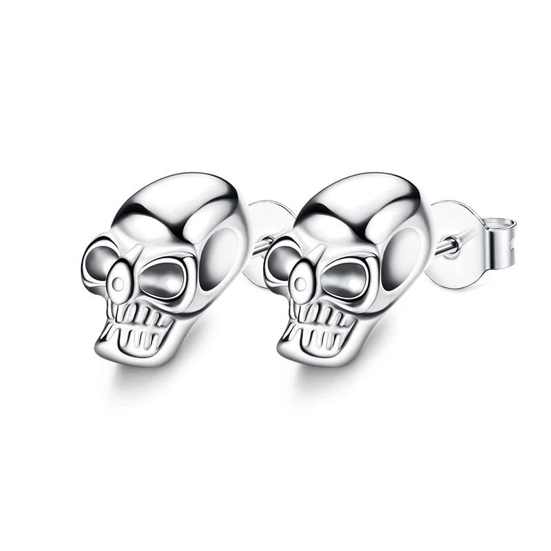 Design Stainless Steel Skull Drop Earrings For Men Fashion Gothic Street Hip Hop Ear Jewelry Pendant Cool Stud Earrings