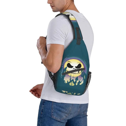 Custom Halloween Skull Jack Sling Crossbody Backpack Men Tim Burton Christmas Horror Movie Shoulder Chest Bag for Hiking