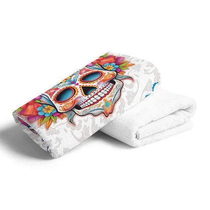 1PC Colorful Smiling Face Skull Microfiber Quick Dry Beach Towel, Lightweight Compact Sand Free ，for Travel Swim Pool，Sports