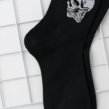 Pairs Men Skull Pattern Fashion Versatile Crew Socks, Halloween Dy, For Daily Life