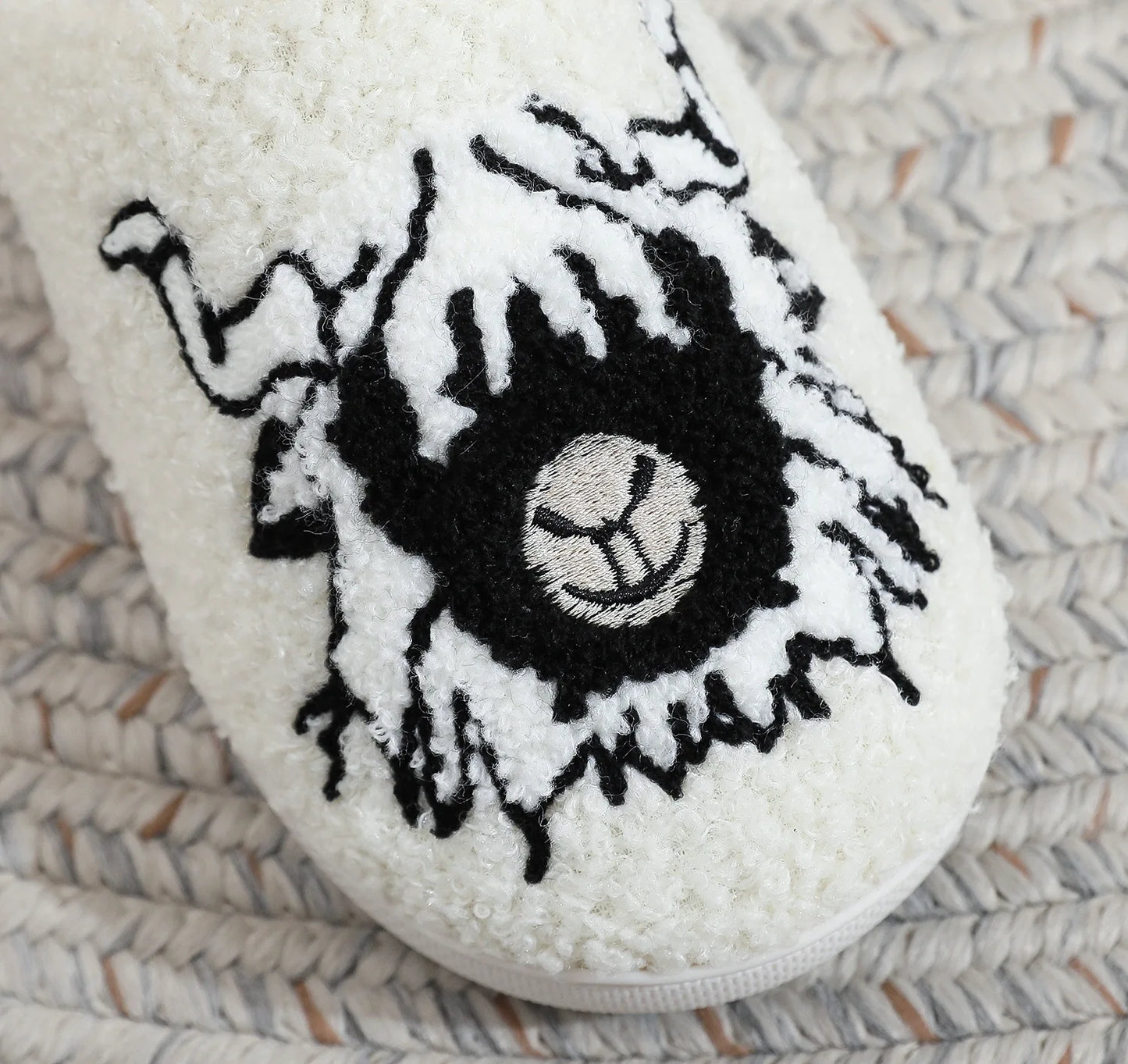 Halloween Skull Embroidery Cotton Slippers Home Flat Indoor Ghost Non-slip Women Men Thickened Slippers Goat Halloween Gift