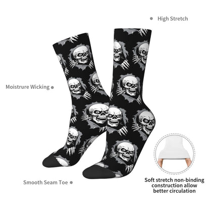 Novelty Mens Funny Jokers Skull Gun Dress Socks Unisex Comfortable Warm 3D Printed Gothic Skeleton Crew Socks