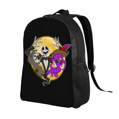 Custom Nightmare Before Christmas Backpacks for Men Women School College Student Bookbag Skellington Halloween Skull Bags