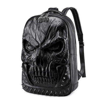 Men Women Thick Leather Backpacks For Teenagers 3D Skull Designer Casual Travel Large Capacity Laptop Bag Boy Girl School Bags