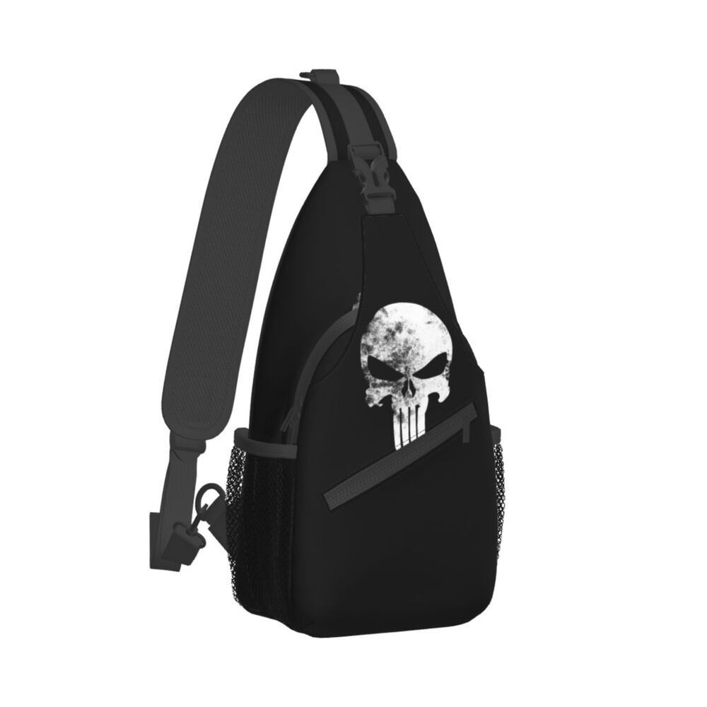 Casual Punishers Skeleton Skull Sling Crossbody Backpack Men Shoulder Chest Bags for Camping Biking