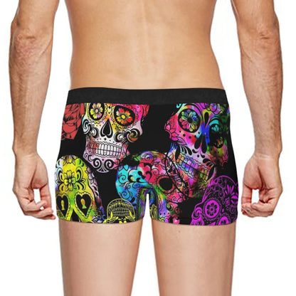 Colorful Sugar Skull Art Underpants Breathbale Panties Man Underwear Sexy Shorts Boxer Briefs