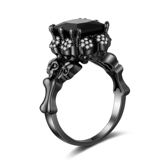 Lose Money Sell Skull Ring 10KT Black Gold Party Wedding Band Rings for Women Anniversary Easter Jewelry