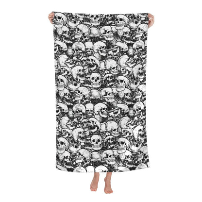 Goth Skull Beach Towel Microfiber Quick Dry Bath Gothic White and Black Towels Soft Lightweight Pool for Adults and Kids