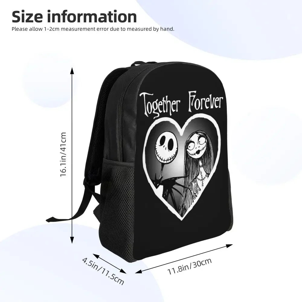 Custom Nightmare Before Christmas Backpacks for Men Women School College Student Bookbag Skellington Halloween Skull Bags