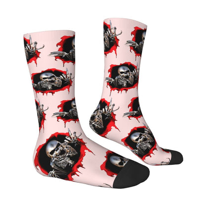 Novelty Mens Funny Jokers Skull Gun Dress Socks Unisex Comfortable Warm 3D Printed Gothic Skeleton Crew Socks